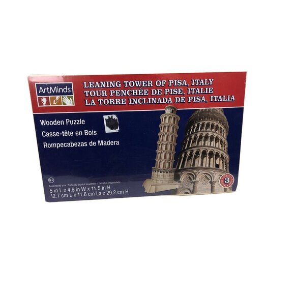 ARTMINDS WOODEN 3D PUZZLE NEW SEALED LEANING TOWER OF PISA ITALY - Picture 1 of 3